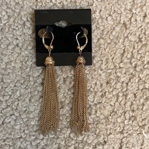 Gold tone dangle chain earrings